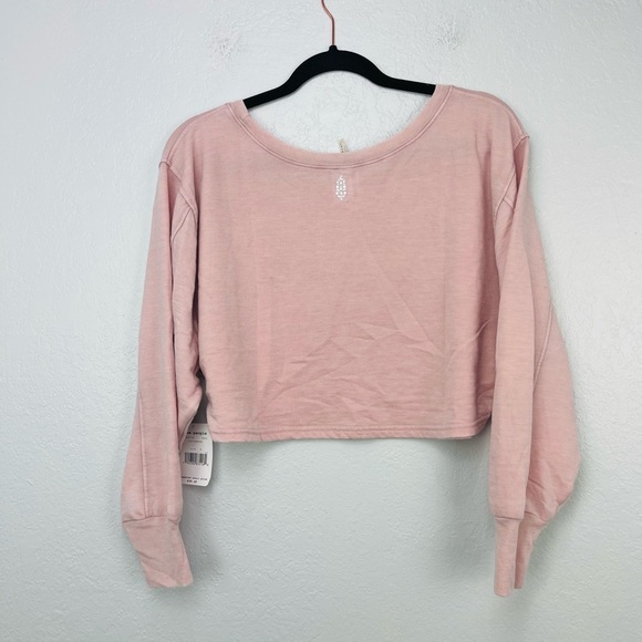 Free People Movement Cottonwood Pink Cropped Zuma Sweatshirt Top - Picture 10 of 12